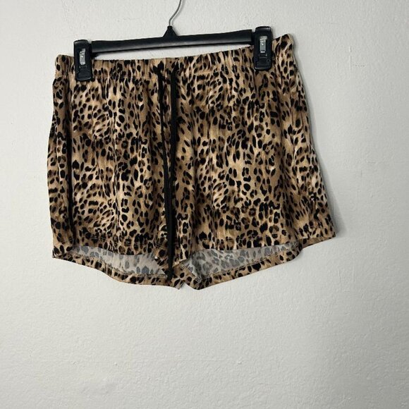 Leopard Print Drawstring Lounge Shorts - Picture 2 of 3